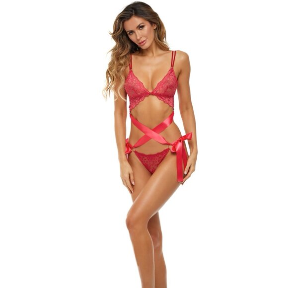 Love Status Lace 2 Pc Bra Set - Medium/large - Red - Picture 1 of 2